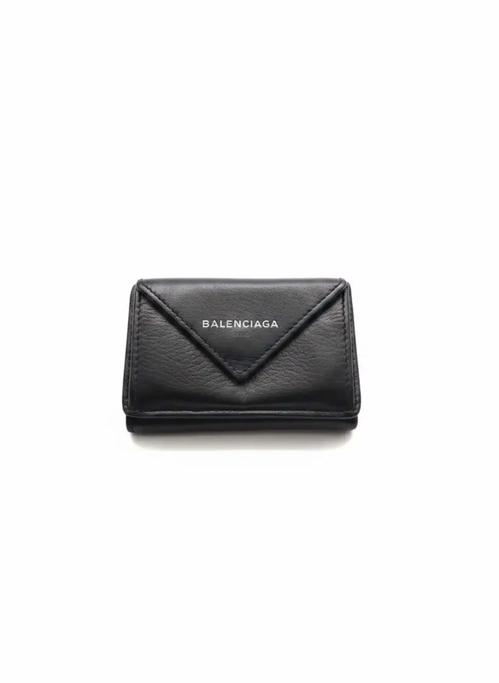 Balenciaga Papier Mini Trifold Wallet in Black Leather